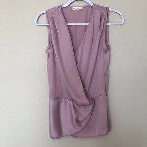 Voice of California Women's SmallBusiness Casual Lilac Wrap Blouse Elastic Waist